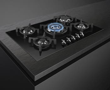 Placa Gas Smeg PV375CN 75cm 5 Fuegos Cristal Negro | Envío Gratis