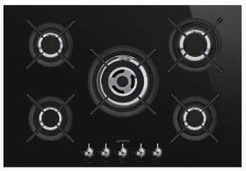 Placa Gas Smeg PV375CN 75cm 5 Fuegos Cristal Negro | Envío Gratis - 3