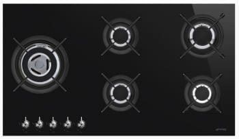 Placa Gas Smeg PV375CN 90cm 5 Fuegos Cristal Negro | Envío Gratis - 2
