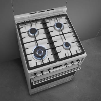 SMEG C6GMX9 Cocina de Gas | Diseño Clásico 60 x 60 | 1 Horno Eléctrico | Acero Inoxidable | A - 6