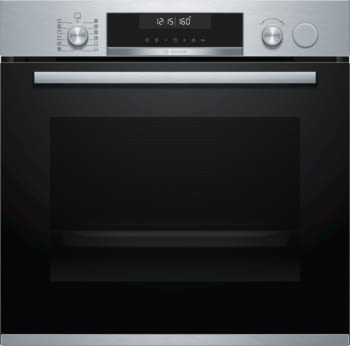 Horno Multifunción BOSCH HRA5380S1 con Vapor Añadido 60cm | Inoxidable con Cristal Negro | +30 recetas y 9 programas |Clase A