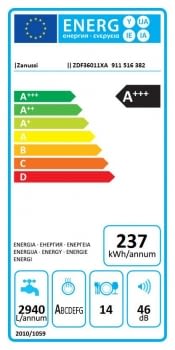 Lavavajillas Zanussi ZDF36011XA Libre Inox de 60 cm para 14 cubiertos, 3a Bandeja MaxiFlex y Motor Inverter A+++ - 6