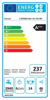 Lavavajillas Zanussi ZDF36011WA Libre Blanco de 60 cm para 14 cubiertos, 3a Bandeja MaxiFlex y Motor Inverter A+++ - 6