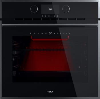 Horno Teka STEAKMASTER Multifunción Pirolítico en Cristal Negro con marco con parrilla de hierro fundido y función especial para cocinar como en una barbacoa | Clase A