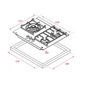 Placa de Gas Teka CGW LUX 60 3G AI AL TR CI de 60 cm con 3 Quemadores | Stock - 2
