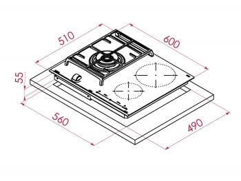Placa Híbrida Teka JZC 63312 ABN (112570112) de 60 cm con 2 Zonas de inducción y 1 de gas | Control MultiSlider | PowerPlus - 12