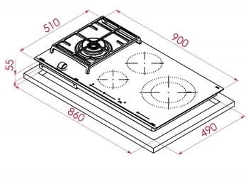 Placa Híbrida Teka JZC 94313 ABN (112570115) de 90 cm con 3 Zonas de inducción y 1 de gas | Control MultiSlider | PowerPlus y STOP & GO - 10