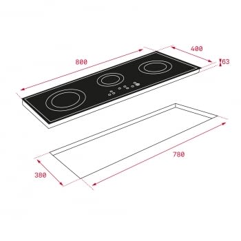 Placa Vitrocerámica Teka TRC 83631 (112530000) de 80 cm con 3 Zonas con Touch Control | Función STOP & GO - 3
