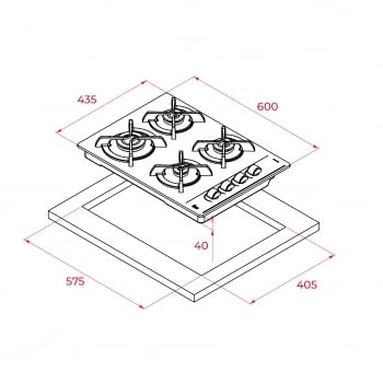 Placa de Gas Teka GBC 64003 (112580004) de 60 cm con 4 Quemadores de Gas Butano - 13