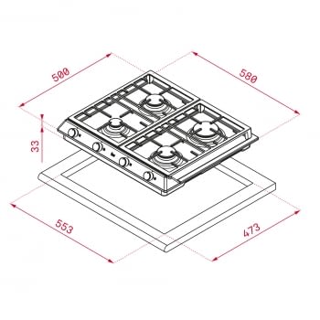 Placa de Gas Teka EFX 60.1 4G AI AL DR (112610015) de 60 cm con 4 Quemadores de Gas de alta eficiencia - 2