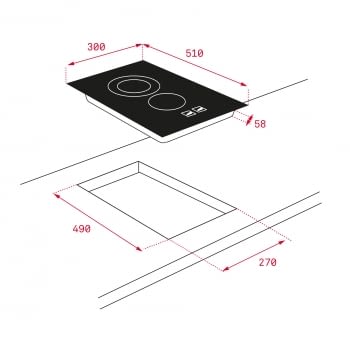 Placa Modular Teka TBC 32010 TTC (112550007) de 30 cm con 2 Zonas Vitrocerámicas con Touch Control - 13