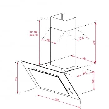 Campana decorativa vertical Teka DVT 78660 TBS (112930041) en Cristal Negro, de 70cm a 584 m³/h | Sistema aspiración "Contour"  | Clase A+ - 14