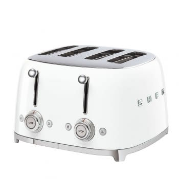 Tostadora Americana Vintage SMEG TSF03WHEU de 2000 W | 4 Rebanadas | Color Blanco | Estilo 50 Style