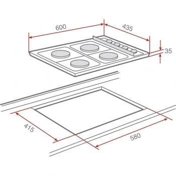 TEKA HLX 50 4G AL BUT INOX PLACA GAS 4 FUEGOS - 2