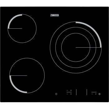 Placa Vitrocerámica Zanussi ZEV6332FBA de 60 cm con 3 Zonas Hi-Light 1 triple de 27 cm a 2700 W Anclaje easy-fix sin marco