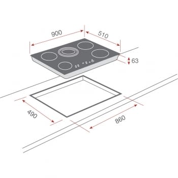 TEKA TR 951 VITROCERAMICA 90CM 5 ZONAS MAX 27CM BISELADA - 2
