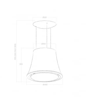 ELICA AUDREY HEAVYMETAL/F/50 CAMPANA ISLA INOX BRILLANTE 400M3/H - 2