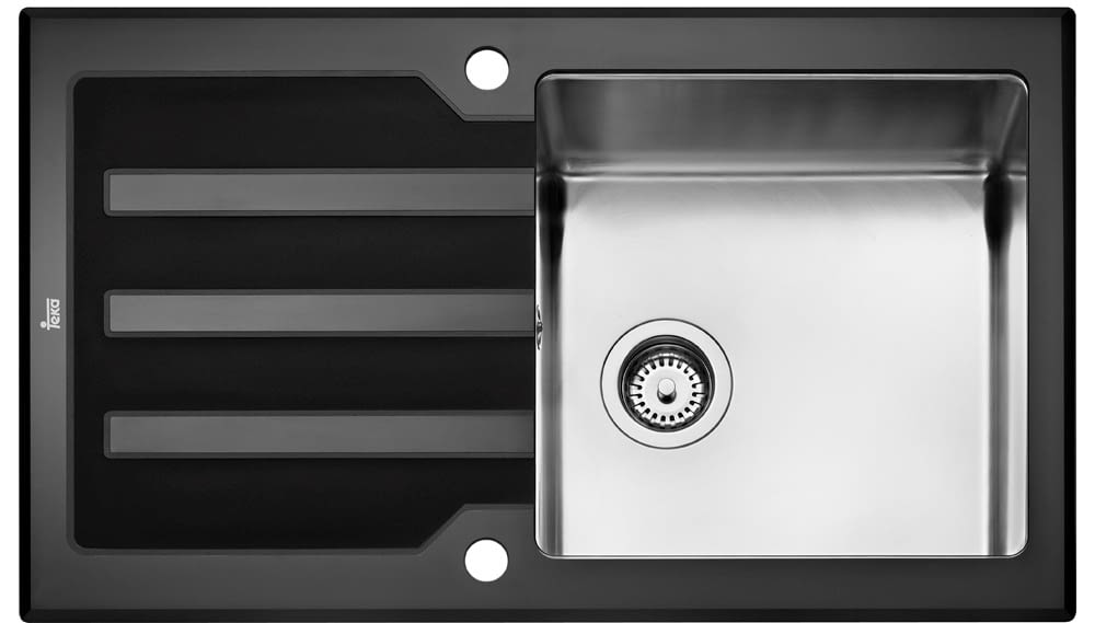 TEKA LUX 1C 1E 86 FREGADERO NEGRO CRISTAL 1 CUBETA + ESCURRIDOR - 