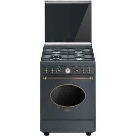 SMEG CO68GMA8 COCINA GAS COLONIAL 60CM 4 FUEGOS ANTRACITA LATON