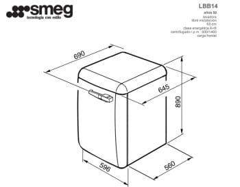 SMEG LBB14WH-2 LAVADORA BLANCA 7KG 1400RPM AÑOS 50 A++ - 3