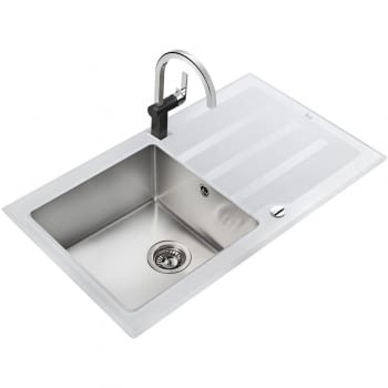 TEKA LUX 1C 1E 86 FREGADERO BLANCO CRISTAL 1 CUBETA + ESCURRIDOR - 2