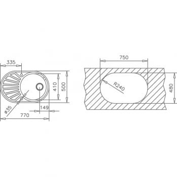 TEKA DR 77 1C 1E FREGADERO INOX 1 CUBETA + ESCURRIDOR - 3