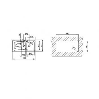 TEKA UNIVERSO 1 1/2 C 1E REV FREGADERO INOX 2 CUBETAS + ESCURRIDOR - 2