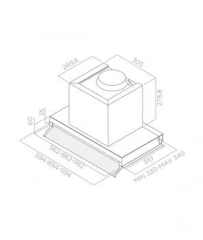 ELICA BOX IN PLUS IXGL/A/90 CAMPANA ENCASTRE INOX CRISTAL BLANCO 90CM 647M3/H - 3