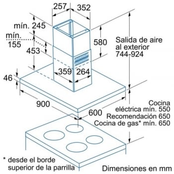 BALAY 3BI898XMA CAMPANA ISLA INOX 90CM 850M3/H A - 5