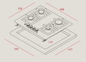 TEKA EFX 60 2G 2H AI AL CI BUT PLACA GAS INOX 2+2 ZONAS VITRO 60CM - 2