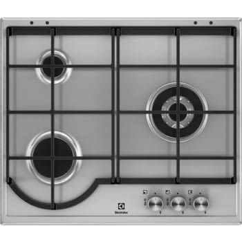 Placa de Gas Electrolux EGH6333BOX Inox de 60 cm con 3 Quemadores, 1 Wok, 1 Ultrarrápido, Seguridad Termopar