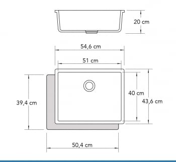 CATA FRSB 51-40 WH FREGADERO SINTÉTICO 1 CUBETA BLANCO BAJO ENCIMERA - 2