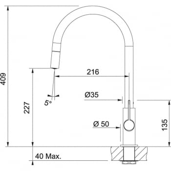 FRANKE AMBIENT PULL-OUT SPRAY V2 GRIFO CROMADO CAÑO ALTO EXTENSIBLE - 2