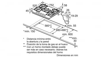 Balay 3ETG676HB Placa Gas Cristal Negro 5 Fuegos 75cm Wok - 5