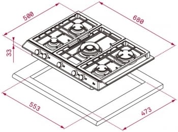 TEKA EX/70.1 5G AI AL DR CI NAT (E1) PLACA GAS 68x50cm 5 FUEGOS INOX - 2