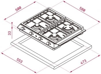 TEKA EX 60.1 4G AI AL CI NAT (E1) PLACA GAS 4 FUEGOS INOX - 2