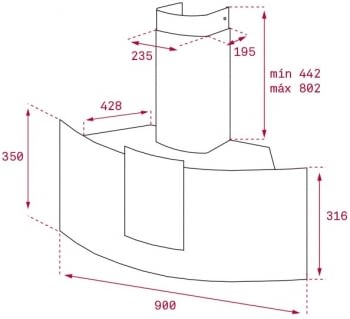 TEKA DU 985 CAMPANA CRISTAL NEGRO 90CM 807M3/H - 2