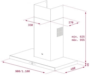 TEKA A4 DLH 985 T CAMPANA INOX 90CM 760M3/H ECOPOWER - 2