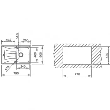 TEKA UNIVERSO 79 1C 1E REV FREGADERO INOX 1 CUBETA + ESCURRIDOR - 2