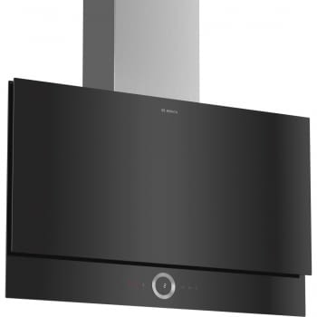 Campana decorativa de pared Bosch DWF97RV60 Cristal Negro de 90 cm a 717 m³/h | Motor EcoSilence Clase B | Serie 8