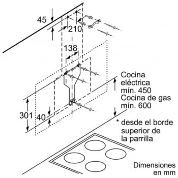 Campana decorativa de pared Bosch DWK98PR20 en Cristal Blanco de 90 cm a 837 m³/h | WiFi Home Connect | Motor EcoSilence Clase A+ | Serie 8 - 5