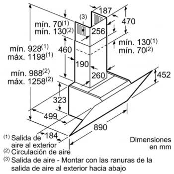 Campana decorativa de pared Bosch DWK98JQ60 en Cristal Negro de 90 cm a 836 m³/h | Motor EcoSilence Clase A+ | Serie 6 - 8