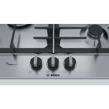 Placa de Gas Natural Bosch PCC6A5B90 Inoxidable de 60 cm con 2 Quemadores de Gas FlameSelect a 9 niveles + 1 Quemador Wok | Serie 6 - 3