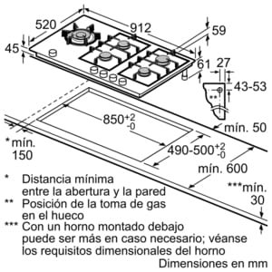 Placa de Gas Siemens ER9A6SD70 Negro de 90 cm con 5 Quemadores a 9 niveles de potencia | 1 Quemador WOK | Parrillas hierro fundido - 7