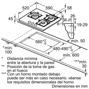 Placa de Gas Siemens EP6A6CB20 Negro de 60 cm con 3 Quemadores a 9 niveles de potencia | 1 Quemador WOK de 4 kW | Parrillas hierro fundido | Gas Natural - 8