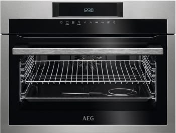 Horno Compacto AEG KPE742220M Multifunción Pirolítico Abatible Inoxidable antihuellas 45 cm SenseCook | Sonda Térmica A+ con 19 funciones