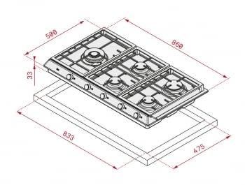 TEKA EX 90.1 5G AI AL DR CI LEFT NAT PLACA GAS INOX 90CM 5 FUEGOS - 2