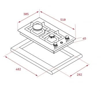 TEKA EFX 30.1 2G AI AL CI NAT INOX PLACA GAS 2 ZONAS STOCK - 2