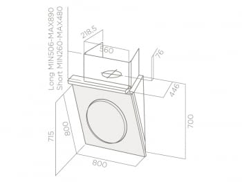 ELICA OM TOUCH SCREEN WH/F/80 CAMPANA INCLINADA CRISTAL BLANCO INOX 80CM 691M3/H - 2