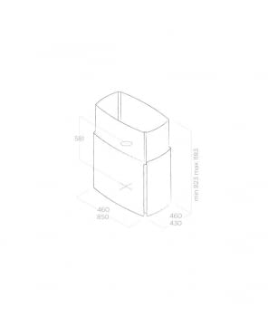 ELICA CHROME EDS IX/A/85 CAMPANA ISLA INOX BRILLANTE 85X43CM 603M3/H - 2